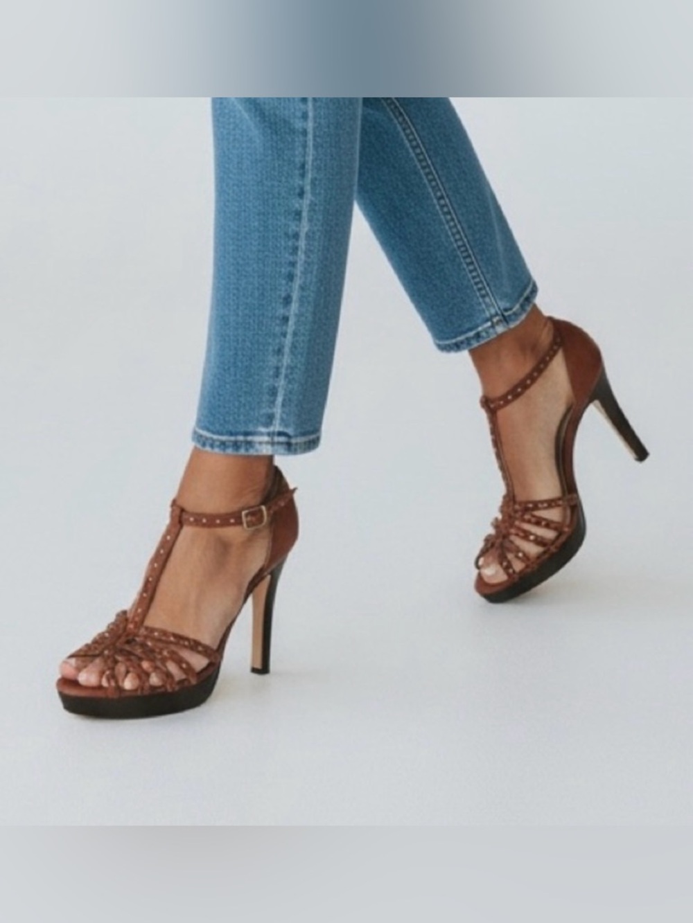 Talbots T Strap Studded High Heel Sandal